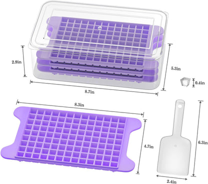 Mini Ice Cube Tray for Freezer: GGUW Nugget Ice Cube Tray with Bin - Crushed Ice Tray Making 4×117 PCS Icecube - Easy Release Iced Maker Trays