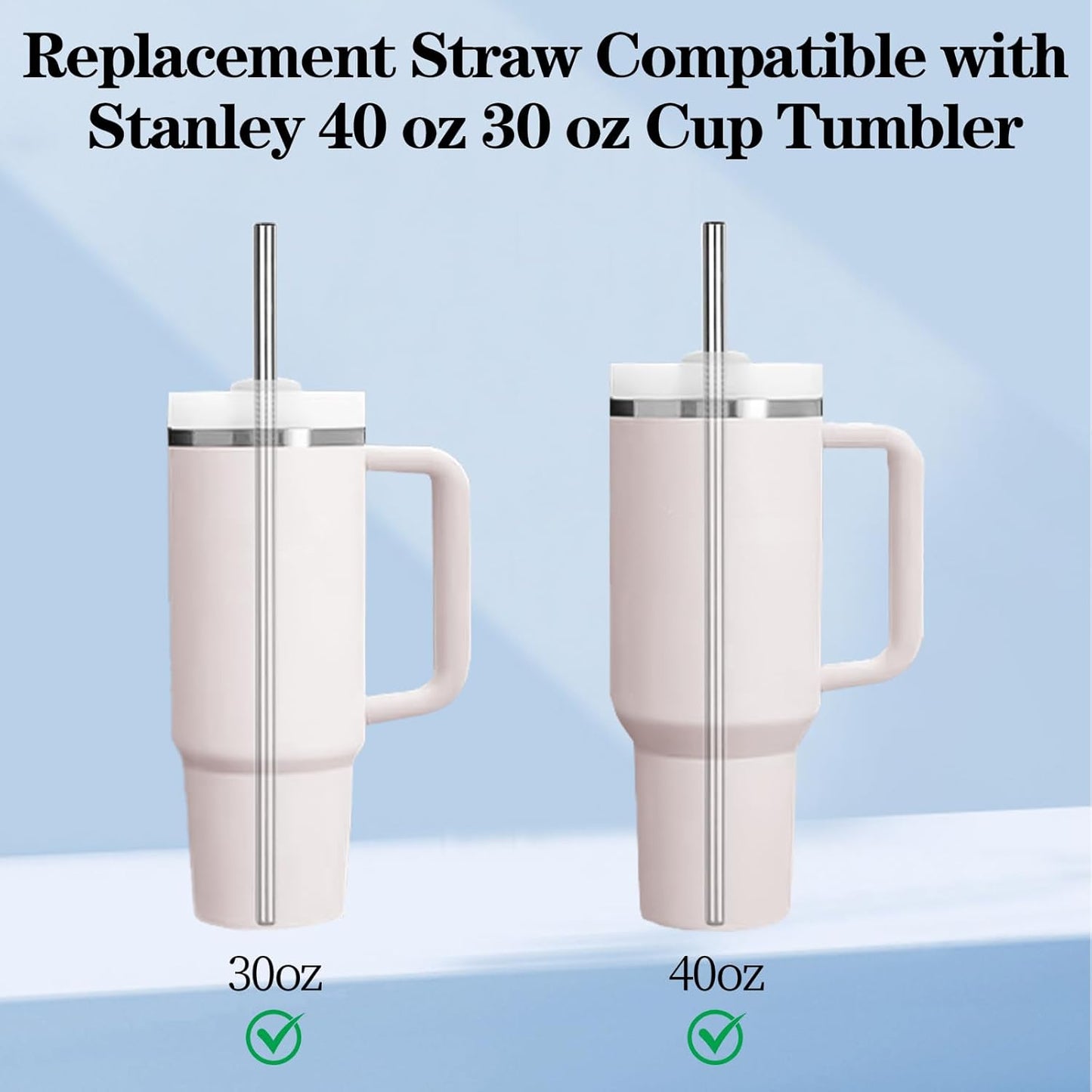 6 Pack Stainless Steel Straw Replacement 40 oz for Stanley Tumbler,3 Straight + 3 Curved Reusable Straws with Cleaning Brush, Compatible for 40oz Stanley Cup Tumbler