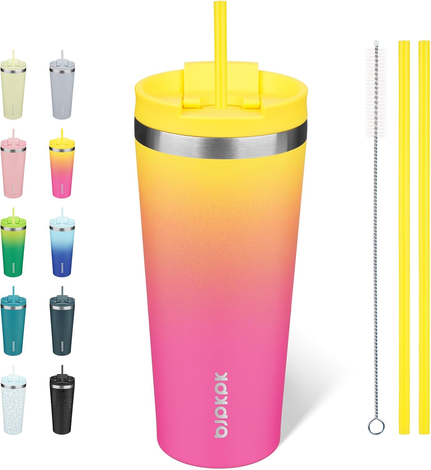 BJPKPK 22oz Insulated Tumbler With lid And Straw Stainless Steel Tumblers Travel Coffee Mug Reusable Thermal Cup,Sky