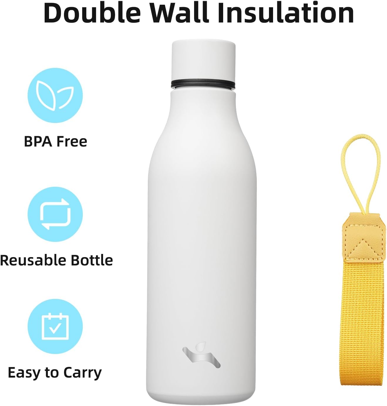 Konokyo Insulated Water Bottle with Strap,18 oz Double Wall Stainless Steel Vacuum Bottles Metal Water Flask,Macaron Green - Colors A