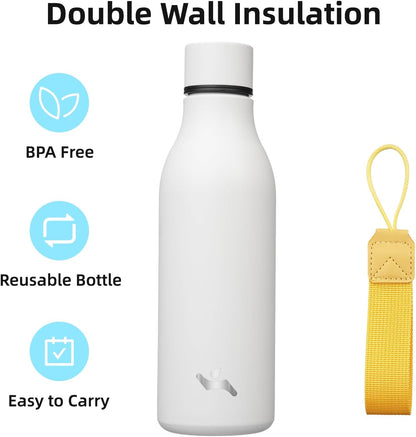 Konokyo Insulated Water Bottle with Strap,18 oz Double Wall Stainless Steel Vacuum Bottles Metal Water Flask,Macaron Green - Colors A