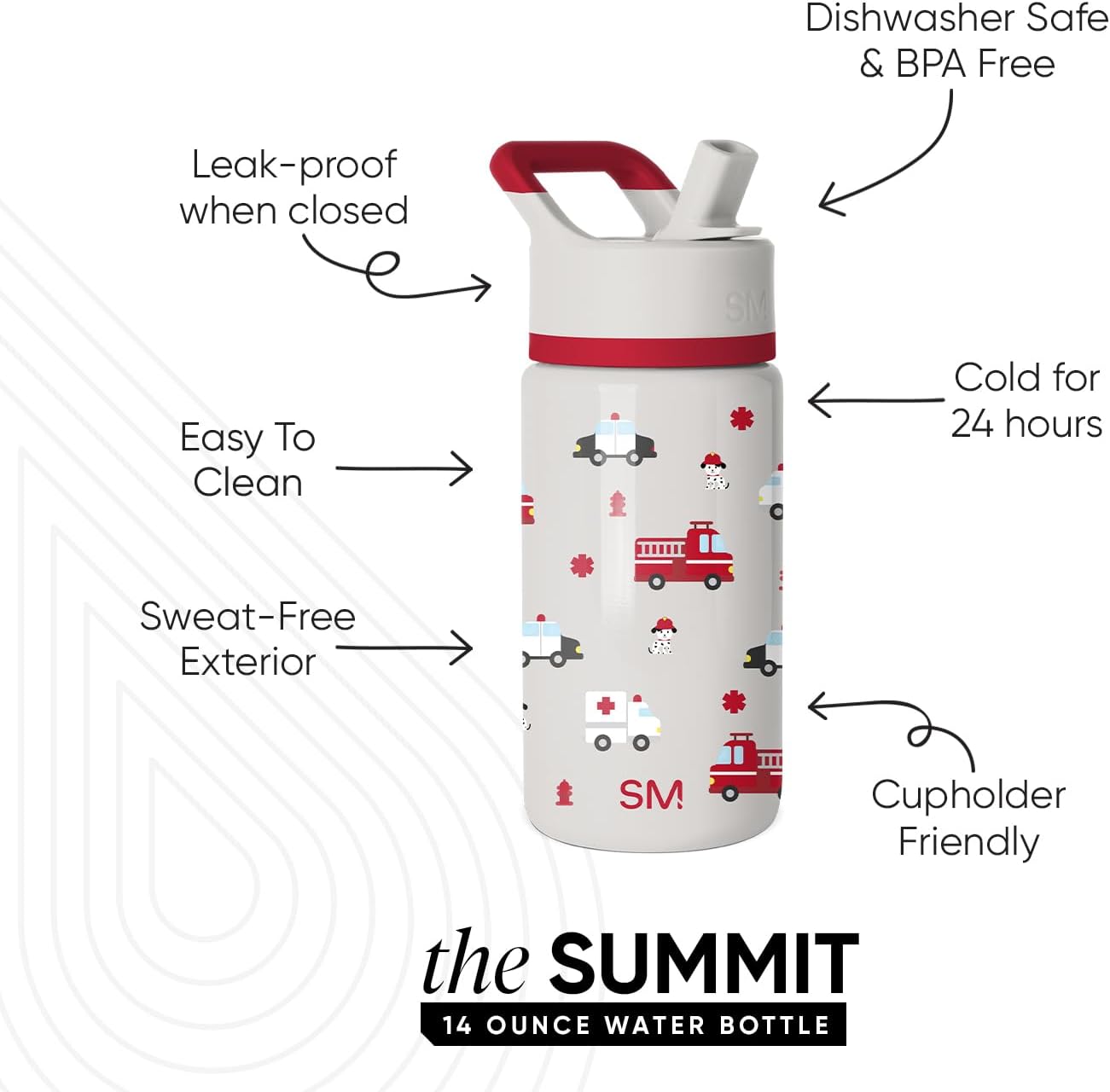 Simple Modern Kids Water Bottle with Straw Lid | 14oz Insulated Stainless Steel Kids Tumbler & Spill Proof Toddler Cup for School, Girls, Boys | Summit | Chloe Floral - Colors A