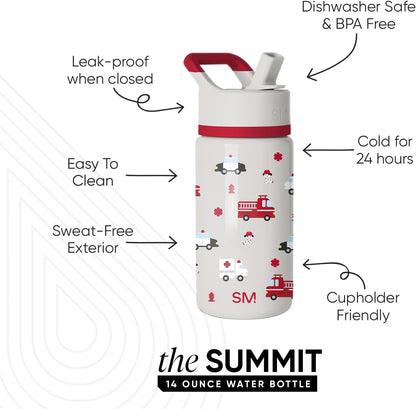 Simple Modern Kids Water Bottle with Straw Lid | 14oz Insulated Stainless Steel Kids Tumbler & Spill Proof Toddler Cup for School, Girls, Boys | Summit | Chloe Floral - Colors A