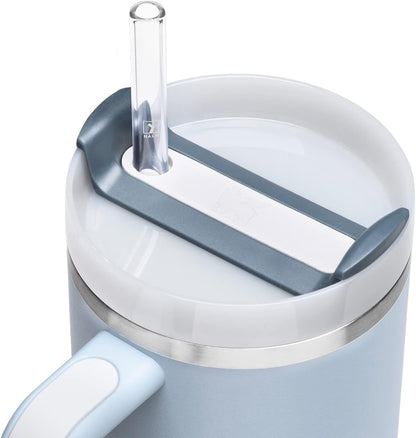 Halm Glass Straws - 6 Long 12 inch Bent Stanley Cup Replacement Drinking Straws + Plastic-Free Cleaning Brush - Perfect for Bottles & Quencher - Made in Germany - Dishwasher Safe - Eco-Friendly