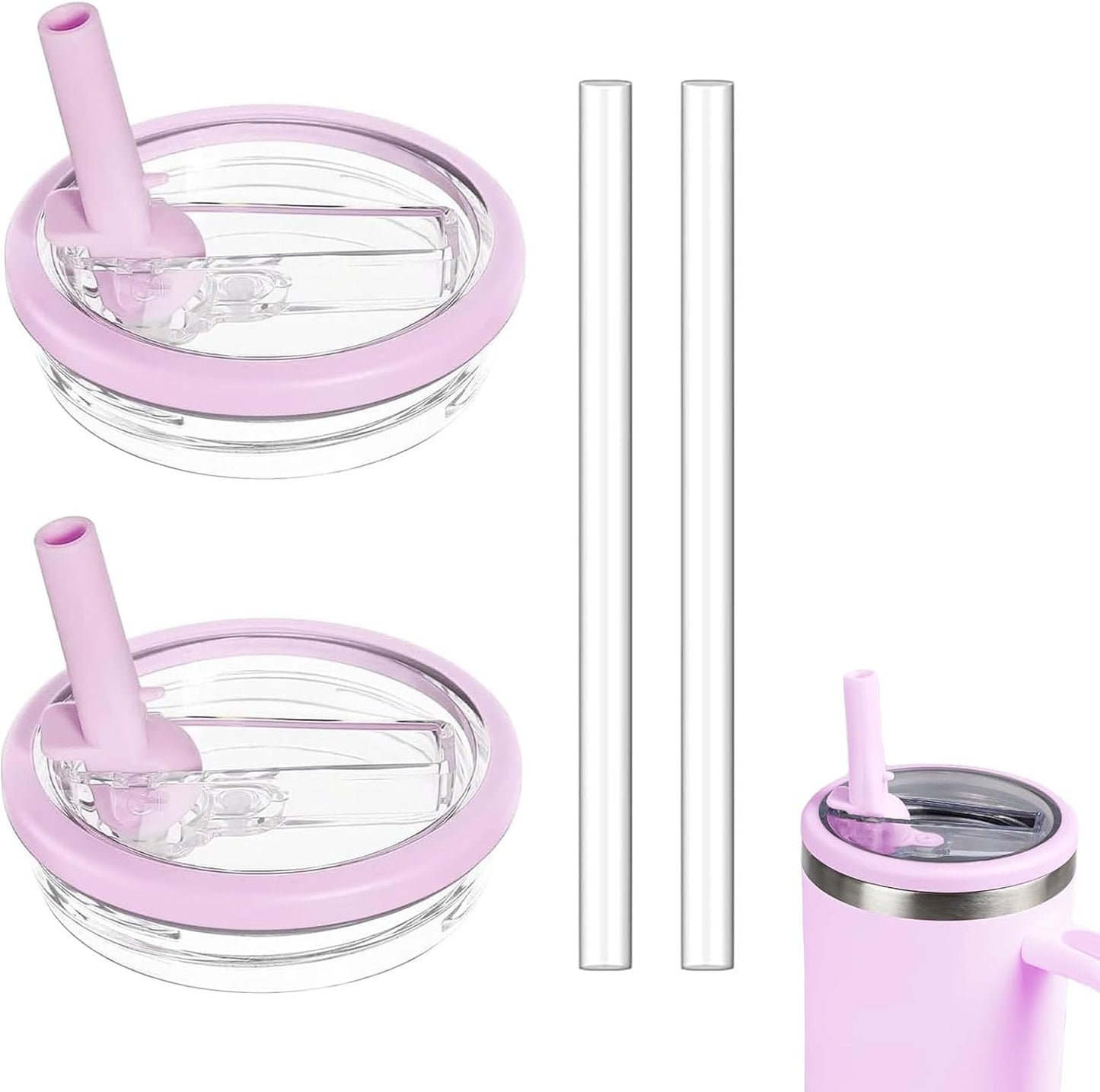 2 Pack 30oz Detachable Flip Straw Lid Replacement for Stanley Quencher H2.0 and ProTourLeak Proof and Dust-Proof Lid,Reusable Tumbler Cover for Stanley Cup (Black, 30oz)