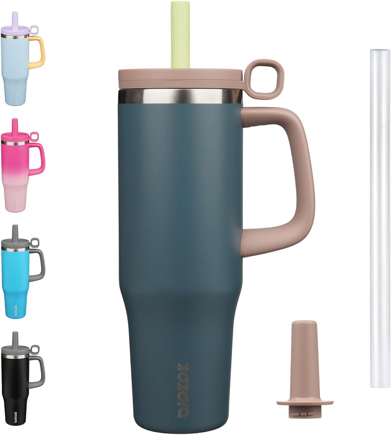 BJPKPK 50oz Insulated Tumbler with Handle Stainless Steel Travel Coffee Mug with Lid Reusable Large Water Bottle with Straw,Sky