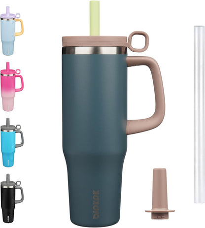 BJPKPK 50oz Insulated Tumbler with Handle Stainless Steel Travel Coffee Mug with Lid Reusable Large Water Bottle with Straw,Sky