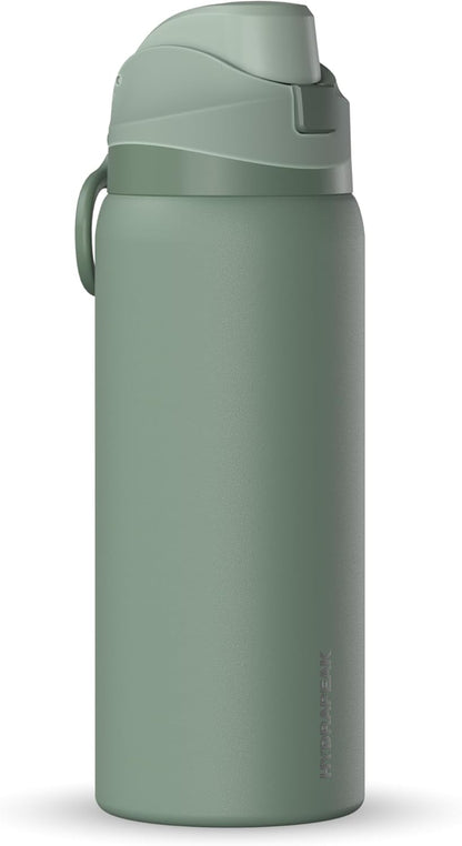 Hydrapeak Oasis 32oz Insulated Water Bottle with Locking Chug Lid & Handle, Leakproof Stainless Steel Travel Tumbler, Great for Gym, Work & Everyday Hydration, Stone 1