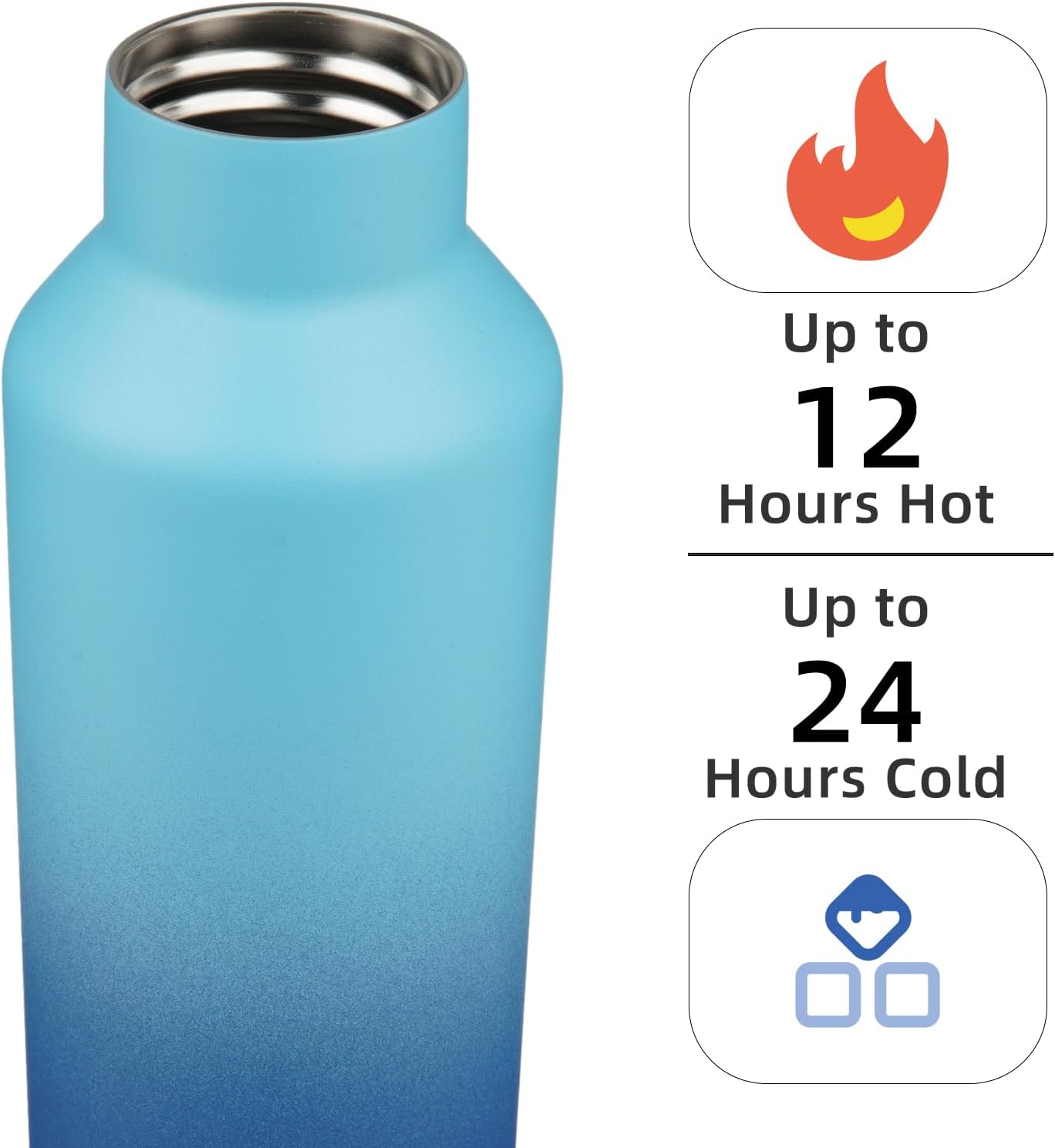 Konokyo Insulated Water Bottle with Straw,25 OZ Double Wall Vacuum Stainless Steel Water Flask with 2 Lids,Black