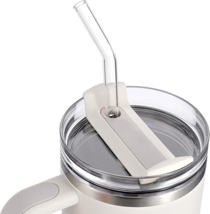 [12 Pcs] Replacement Glass Straws for Stanley - Compatible with Stanley 40 oz 30 oz Cup Tumbler,12" x 10mm Reusable Clear Glass Straw with 2 Cleaning Brush for Cup Accessories