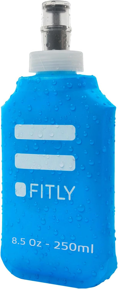 FITLY Soft Flask - Shrink As You Drink Soft Water Bottle for Hydration Pack - Folding Water Bottle Ideal for Running, Hiking, Cycling, Climbing & Rigorous Activity