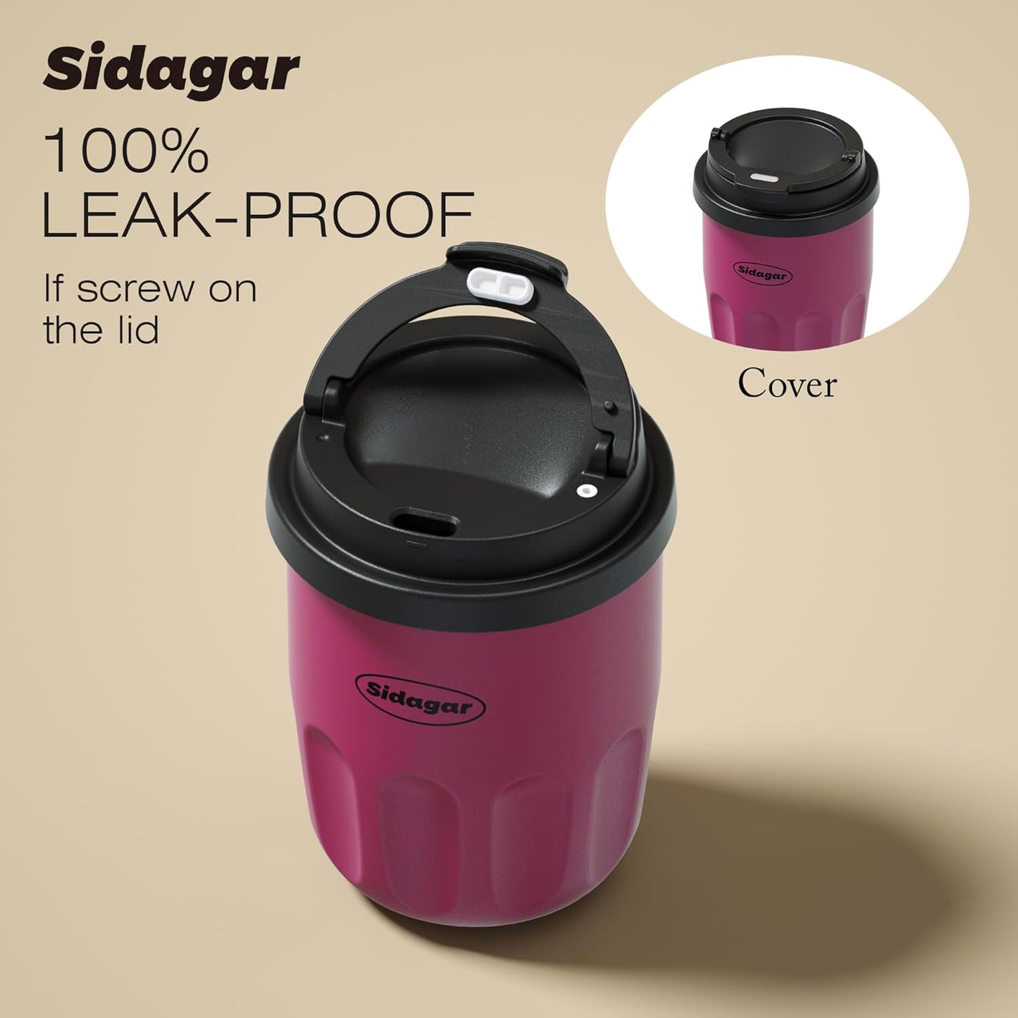 Travel Coffee Mug 10 oz Ceramic Lined Tumbler, Double Wall Stainless Steel Coffee Cup with Lid, Vacuum Spill Proof Mini Water Bottle, Insulated Thermal Mug for Home Office,Pink