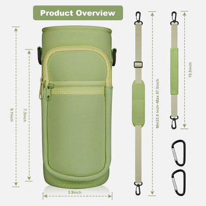 Water Bottle Holder with Strap, Water Bottle Carrier Bag with Phone Pocket, Shoulder Hand Strap Insulated Neoprene 32/40 oz Water Bottle Sleeve for Walking Hiking Camping Gym