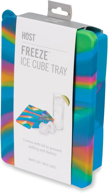 Host Ice Cube Tray, Makes Four 5-Inch Long Cubes, Durable Silicone Trays with Easy Release Design, Perfect for Water Bottles and Highball Glasses, Home Bar Accessories, Set of 1, Marble