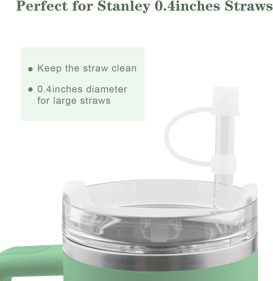 Douji Straw Cover for Stanley Cup, 8Pcs Transparent Straw Covers Compatible with Stanley 30&40 Oz Tumbler with Handle, 10mm/0.4in Dust-Proof Reusable Silicone Straw Tips Lids Stanley Accessories