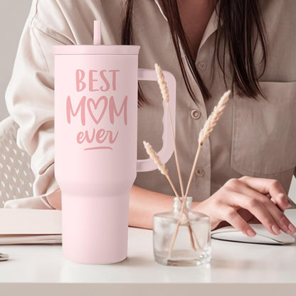Floral Tumbler with Handle 40oz, Stainless Steel Insulated Tumblers Coffee Travel Mug Cup with Straw, Flower Coffee Cup Gifts for Women Girls, Gift for Her on Christmas Birthday Mothers Day