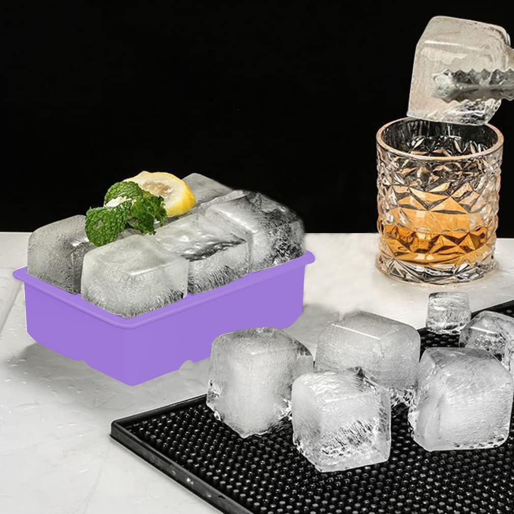 ROTTAY Ice Cube Trays (Set of 2), Sphere Ice Ball Maker with Lid & Large Square Ice Cube Maker for Whiskey, Cocktails and Homemade, Keep Drinks Chilled Black