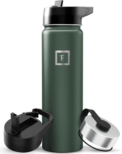 IRON °FLASK Camping & Hiking Hydration Flask with Straw, Wide Mouth Insulated Stainless Steel Sports Water Bottle - 22 oz Aurora