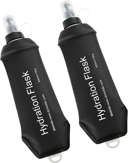 WILDREEDS 500ml Soft Flask, TPU Collapsible Soft Water Bottle for Hydration Pack, Running Vest, Folding Water Bottle for Hiking Cycling Climbing-1Pcs, White