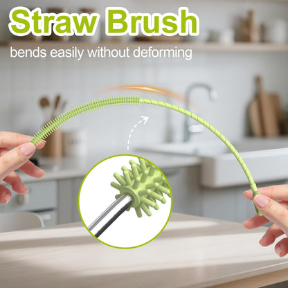 YOTIME Silicone Straw Cleaner Brush, 2 Pcs Reusable Straw Brush(6mm+9mm) for Cleaning Narrow & Wide Straws, Tumblers, Blue
