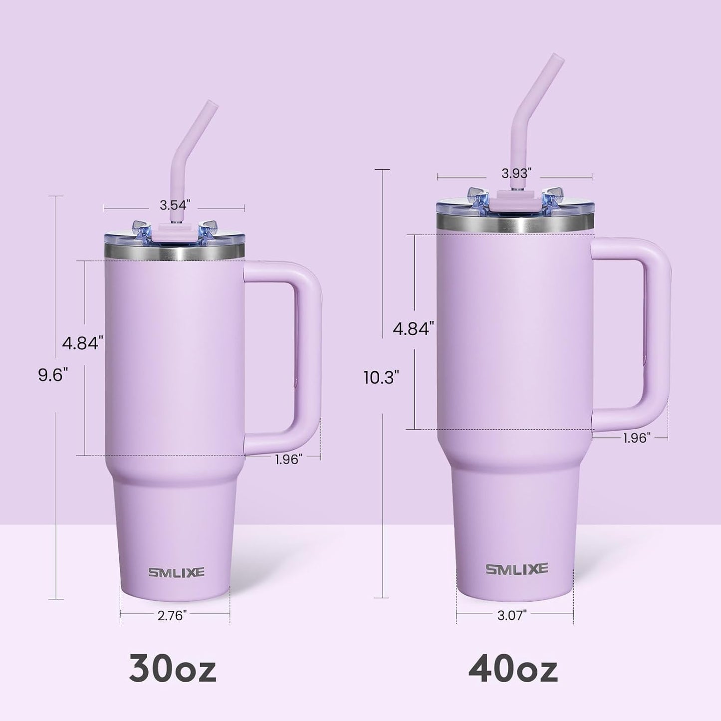 40 oz Tumbler with Handle and Straw Lid,Insulated Reusable Stainless Steel Water Bottle Travel Mug，Cupholder Friendly Double Wall Vacuum Sealed Cup (Black)