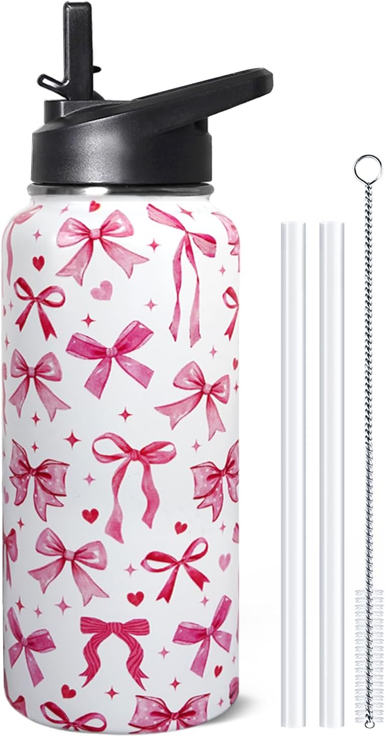 32 oz Pickleball Insulated Water Bottle with Straw - Pickleball Gym Hiking Sports Coffee Mug | Perfect Pickleball Gifts for Women, Pickleball Decor Accessories