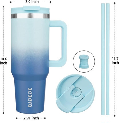BJPKPK 30oz Stainless Steel Insulated Tumbler With Handle And Lid Straw Travel Coffee Mug Thermal Cup,Black