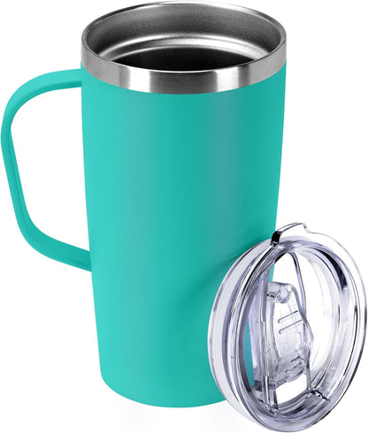 Trwcrt 19oz Insulated Coffee Mug with Handle, Double Wall Vacuum Stainless Steel Travel Coffee Tumbler, Blue