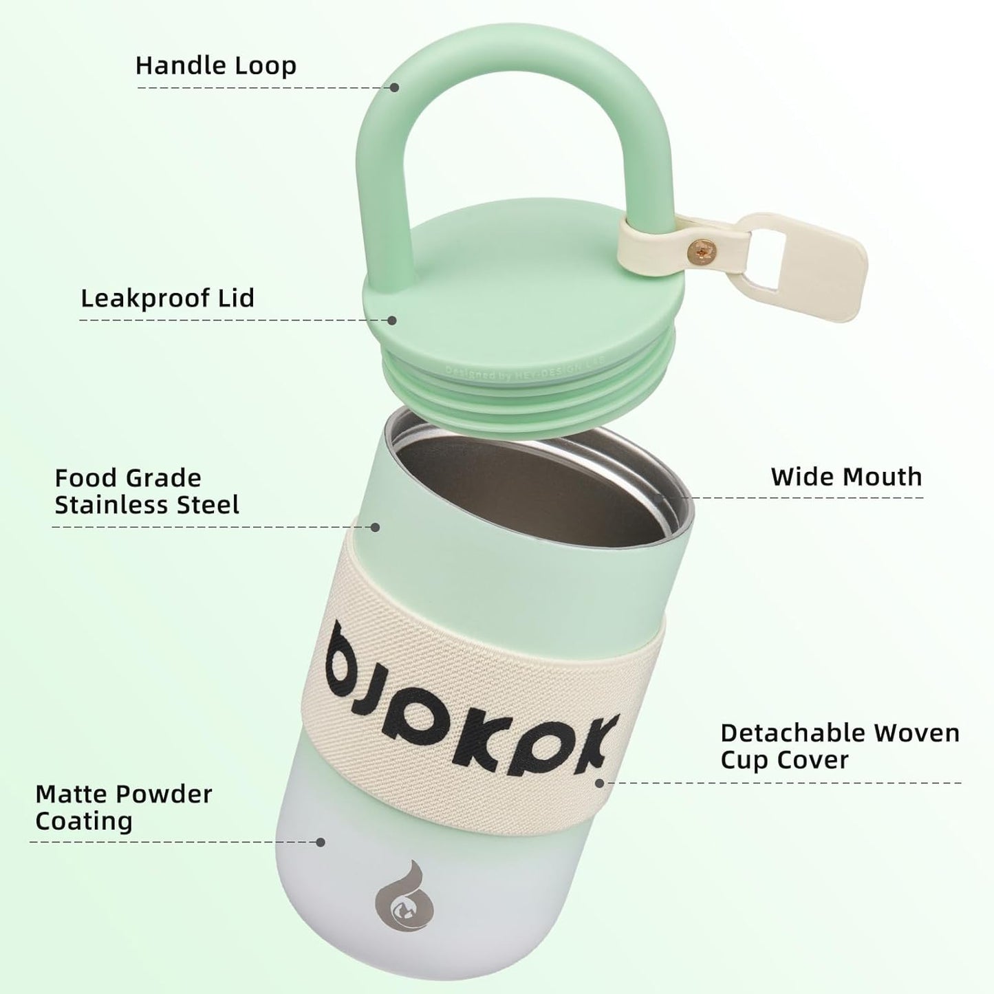 BJPKPK 13oz Insulated Stainless Steel Loop Tumbler With Lid And Handle Travel Coffee Mug Thermal Cup,Latte