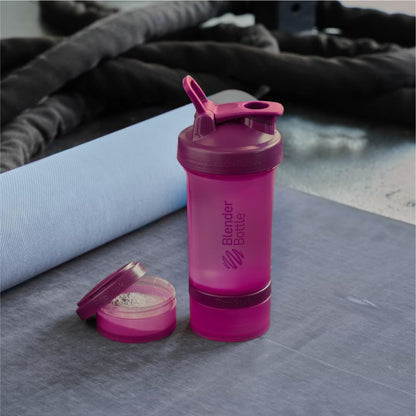BlenderBottle Shaker Bottle with Pill Organizer and Storage for Protein Powder, Classic V2 ProStak System, 22-Ounce, Midnight Black