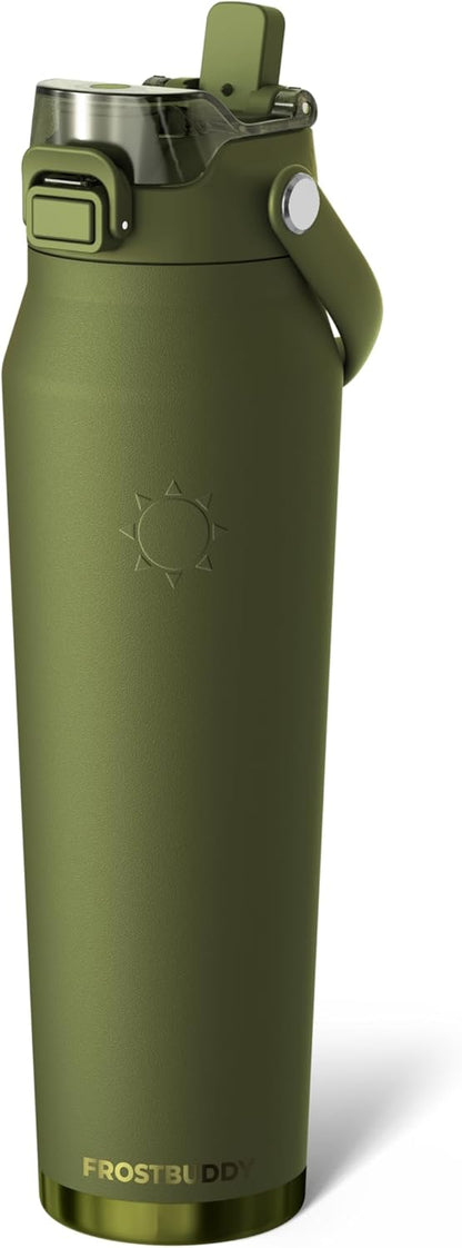Frost Buddy 24oz Insulated Water Bottle with Straw & Chug Lid | Leak-Proof Stainless Steel | 24-Hours Cold | Sweat-Proof, Cup Holder Friendly | Ideal for Gym, Travel, Sports & Everyday Hydration - Colors A