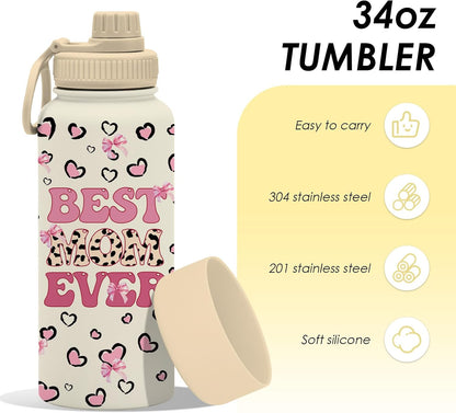 Pickleball 34oz Water Bottle with Spout Lid, Insulated Stainless Steel Travel Cup, Double Wall Vacuum Tumbler for Women Girls Ladies, Birthday Christmas Gift for Pickleball Lovers (1 pc)