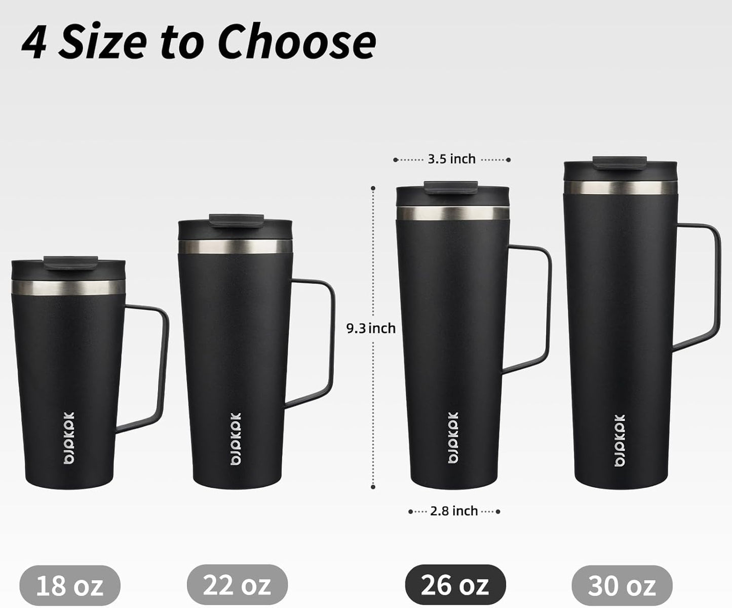 BJPKPK Insulated Tumbler with Handle, 18oz Insulated Tumblers with Lid and Straw, Stainless Steel Metal Water Bottles, Coffee Travel Mugs, Cups, Marshmallow