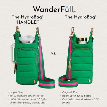 WanderFull Original HydroBag Handle® Zipper Slot for Handle, Hands-Free Crossbody Water Bottle Holder & Tumbler Accessories