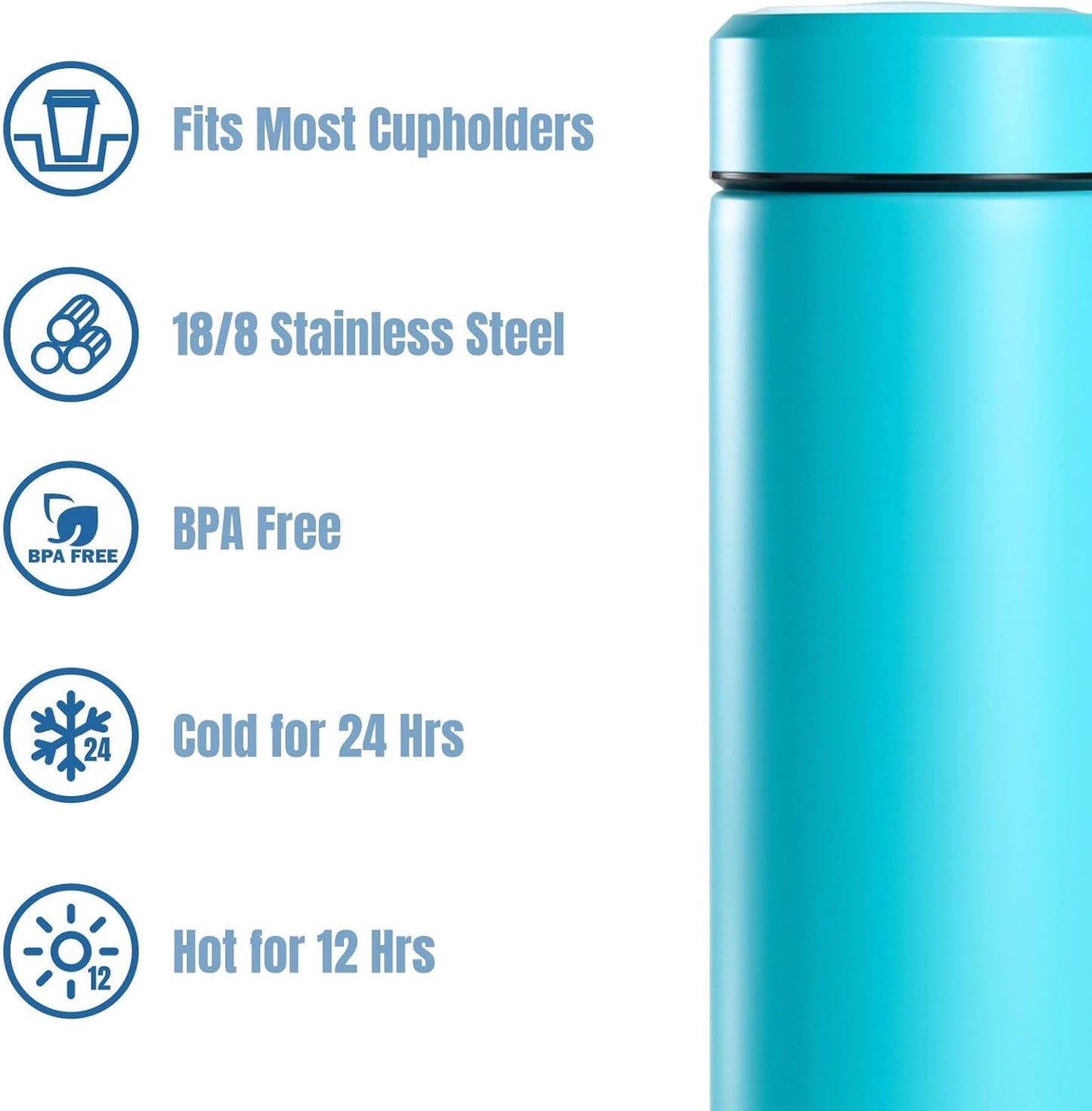PARACITY Insulated Water Bottle,15 oz Stainless Steel Thermo, Double Wall Vacuum Water Bottle, Metal Water Bottle Keeps Hot for 12 Hrs, Cold for 24 Hrs, for Coffee, Drinks