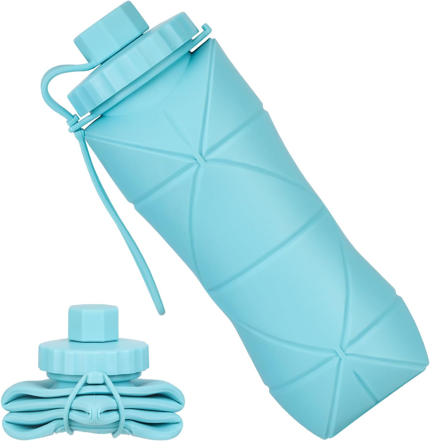 YCT Collapsible Water Bottle 17oz（500ml），Travel Portable Sport Water Bottle，Reusable Silicone Foldable Water Bottles for Gym Camping Hiking (Purple+Black)