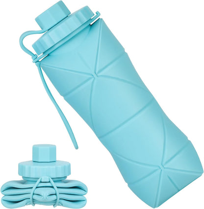 YCT Collapsible Water Bottle 17oz（500ml），Travel Portable Sport Water Bottle，Reusable Silicone Foldable Water Bottles for Gym Camping Hiking (Purple+Black)