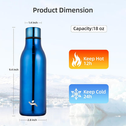 Konokyo Insulated Water Bottle with Strap,18 oz Double Wall Stainless Steel Vacuum Bottles Metal Water Flask,Macaron Green - Colors A