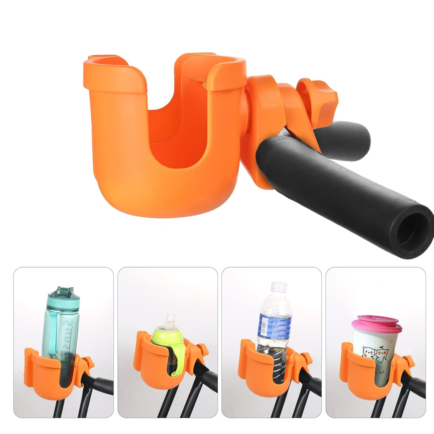 Suranew Universal Stroller Cup Holder, Adjustable Drink Holder with Phone Holder for Baby Stroller, Wheelchair, Walker, Bike, Scooter, Gifts for Family Member.