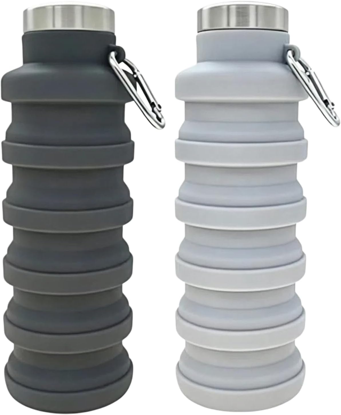 YCT Collapsible Water Bottle 17oz（500ml），Travel Portable Sport Water Bottle，Reusable Silicone Foldable Water Bottles for Gym Camping Hiking (Purple+Black)