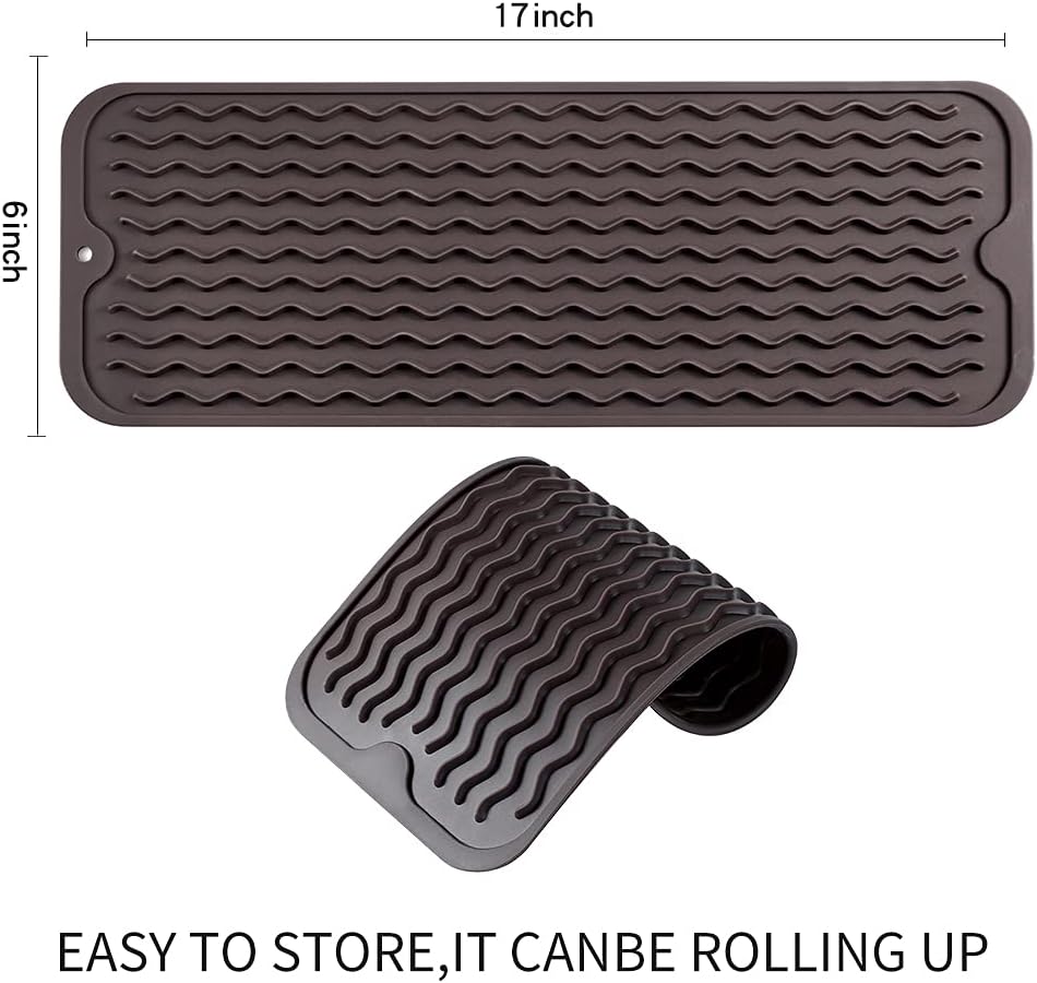 MicoYang Silicone Dish Drying Mat for Multiple Usage,Easy clean,Eco-friendly,Heat-resistant Silicone Mat for Kitchen Counter,Sink,Bar,Bottle,or Cup Green M 17 inches x 6 inches