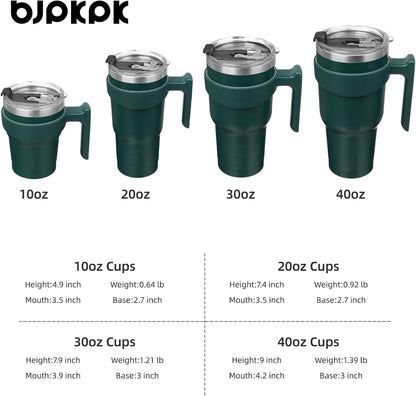 BJPKPK Tumbler With Handle And Straw Lid 40 oz Stainless Steel Insulated Coffee Tumbler Cups For Home, Office or Car,Turquoise