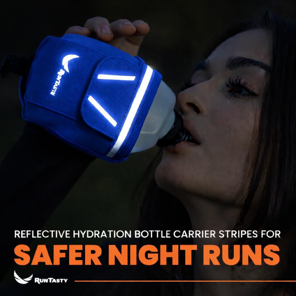 2-in-1 Running Fun: Handheld 12 Oz Water Bottle & Running Belt Add-On. No-Grip Design Straps on Hand & Slides on Belt. Waterproof Pocket for Money, Keys. Maximize Time, Freedom & Health