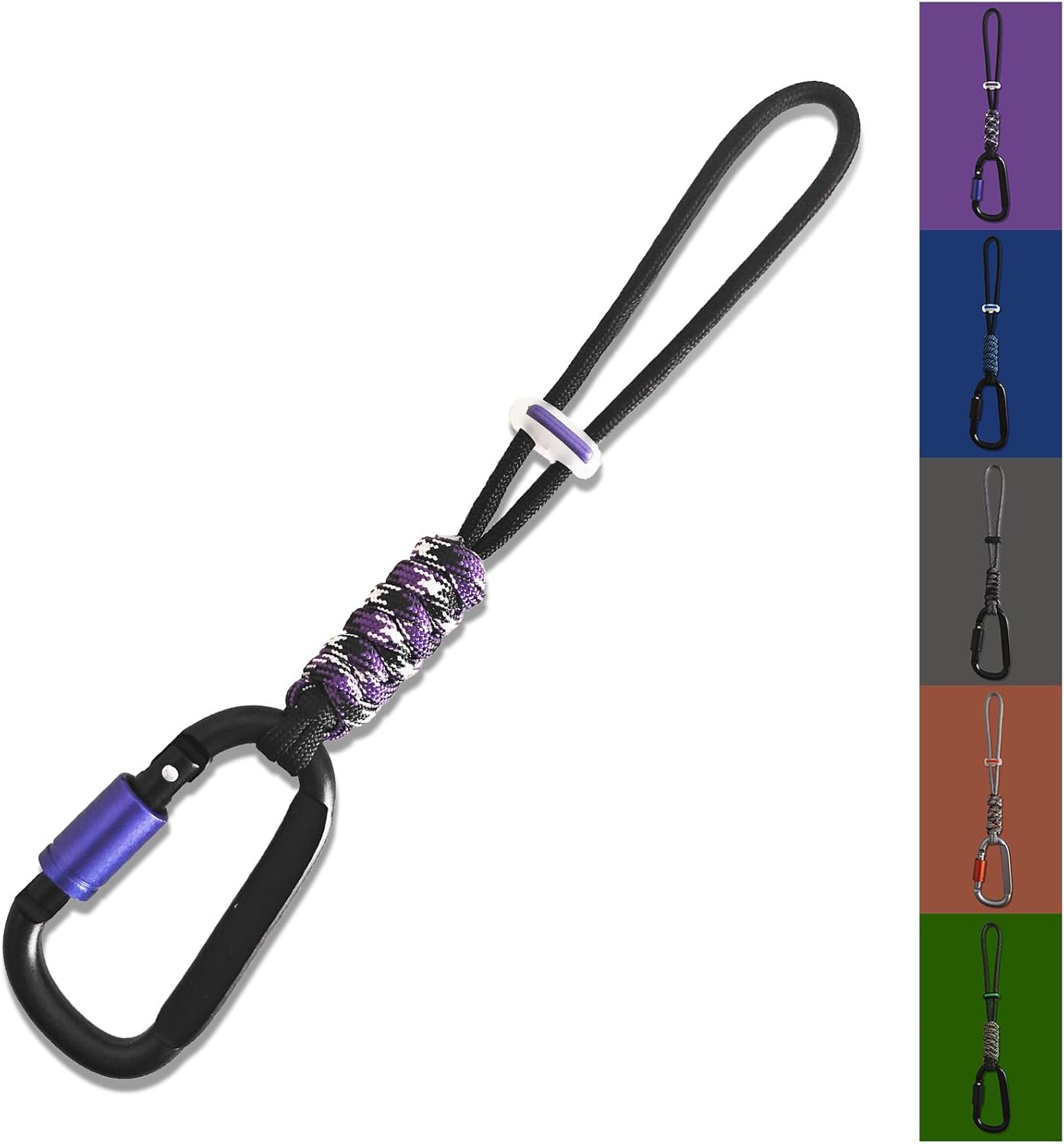 Paracord Keychain/Carabiner Clip - Jaymokes D Ring Metal Hook for Water Bottle, Key, Backpacks and More