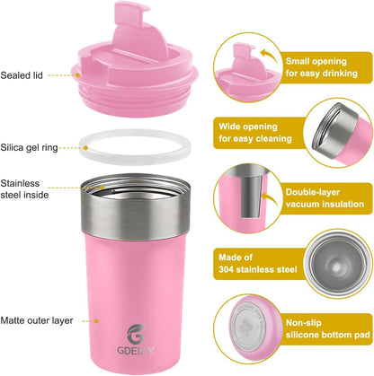 17oz Double Wall Stainless Steel Vacuum Insulated Travel Mug, Spill-Proof & Leak-Proof Coffee Mug, BPA-Free Reusable Coffee Cup for Hot & Cold Drinks, Black (Black)