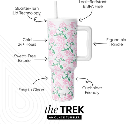 Simple Modern 40 oz Trek Tumbler with Handle and Straw Lid | Cup Holder Friendly Insulated Stainless Steel Travel Mug | Sea Glass Sage - Colors A