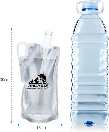 Ancable 33oz (1L) Collapsible Water Bottles, 3-Pack Reusable Travel Foldable Water Bottles for Hiking Camping Running Bike, BPA-Free Water Bottle