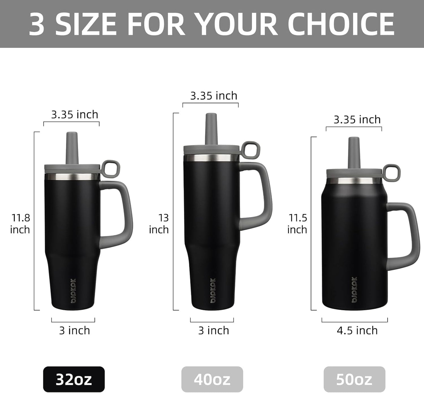 BJPKPK 50oz Insulated Tumbler with Handle Stainless Steel Travel Coffee Mug with Lid Reusable Large Water Bottle with Straw,Sky