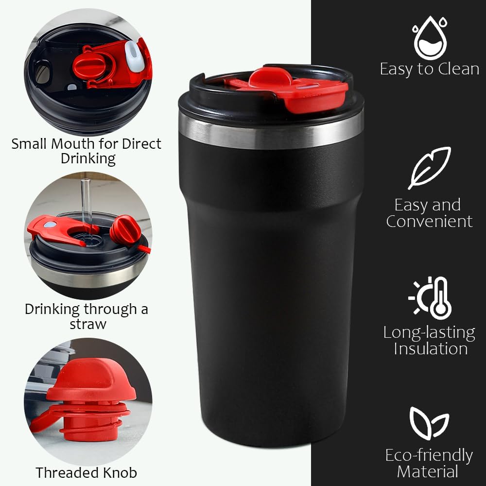 SPLMIFA Travel Coffee Mug Leak-Proof, Reusable Coffee Cups with Lids, Stainless Steel Vacuum Insulated Coffee Tumblers, Thermal Insulation Cup for Men and Women Hot & Cold Drinks(2nd-Green Pink, 12OZ)
