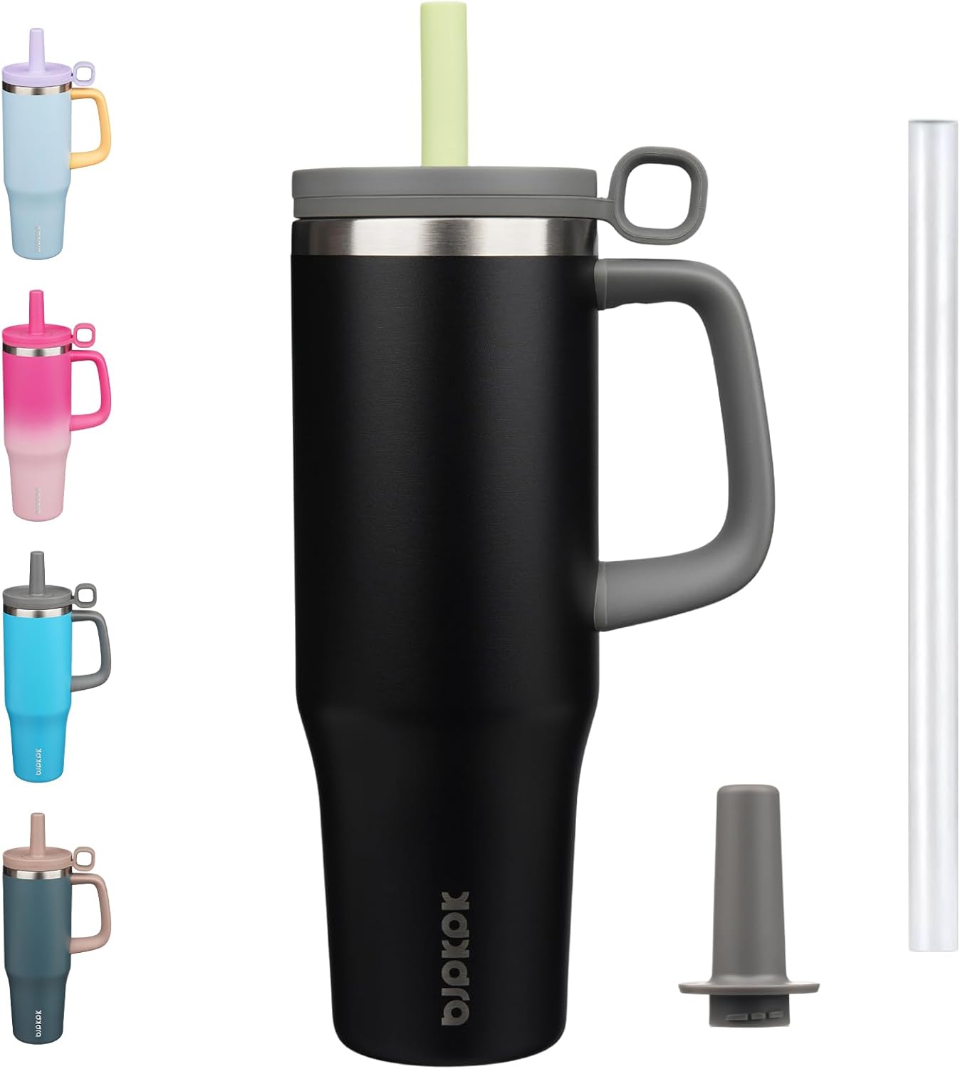 BJPKPK 50oz Insulated Tumbler with Handle Stainless Steel Travel Coffee Mug with Lid Reusable Large Water Bottle with Straw,Sky